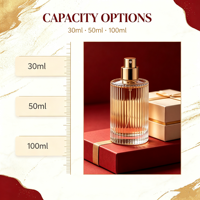 Flacon de parfum de luxe personnalisé en verre ambré vide de 30 ml, 50 ml, 100 ml, forme rayée verticale, rond, avec couvercle