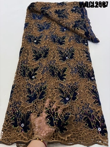Tradizione africana all'ingrosso di moda tessuto di pizzo cristallo austriaco ricamo tessuto <span class=keywords><strong>Guipure</strong></span> per indumento Senegal e Mali - Product Image 5