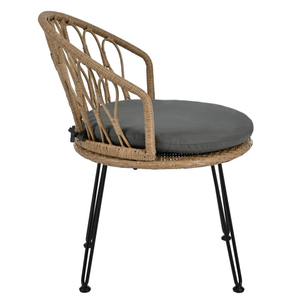 Oehome Outdoor Leisure Set 2 Rattan Single <b>Chairs</b> with Glass Round <b>Table</b> <b>Foldable</b> & Portable Eco-Friendly 5-Year Warranty - Product Image 4