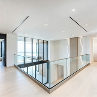Rampe en verre sans cadre avec éclairage LED personnalisable encastré au sol, profilé en U en aluminium, pour extérieur, balcon, escalier, villa
