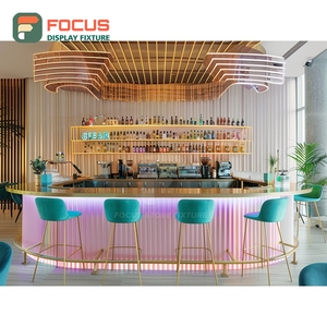 Mostrador de Servicio Personalizado para Cafetería, Acabado en Madera Laminada, Área de Exhibición de Botellas de Sirope, Mostrador de Servicio para Tienda - Product Image 2