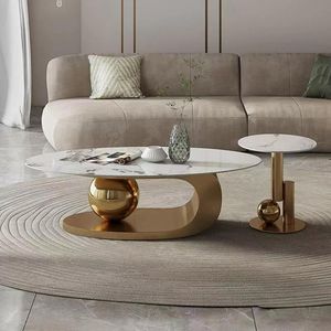 <span class=keywords><strong>Tavolino</strong></span> <span class=keywords><strong>da</strong></span> Caffè di Lusso Accessibile dal Design Ovale Semplice e Popolare <span class=keywords><strong>con</strong></span> Piano in <span class=keywords><strong>Vetro</strong></span> per Soggiorno, Piccolo Appartamento, Agriturismo, Noleggio - Product Image 4