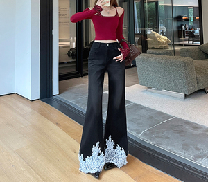 Jean <span class=keywords><strong>Femme</strong></span> Jambe Droite Stretch Denim Décontracté Bleu Noir Automne Bureau Trajet Grossiste <span class=keywords><strong>Pantalon</strong></span> - Product Image 3