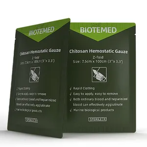 BIOTEMED Factory Wholesale Outdoor survival kit easy to apply and remove chitosan Z-Fold gauze with chitosan particles agents