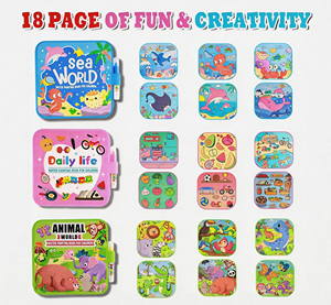Libri da colorare ad acqua riutilizzabili per bambini: Set da <span class=keywords><strong>3</strong></span> libri magici da colorare ad acqua senza disordine - Libri da dipingere con acqua - Product Image 2