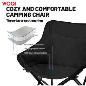Chaise pliante d'extérieur Woqi en aluminium noir avec tissu Oxford, pour le camping et le jardin, avec porte-gobelet - Product Image 5