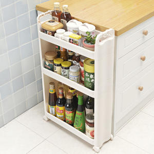 ชั้นวางเครื่องเทศพลาสติกแบบแคบ ขนาด M แบบพกพา พร้อมล้อเลื่อน สำหรับจัดระเบียบเครื่องปรุง - Product Image 1