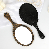 Luxury Vintage Oval Rose Gold Bronze Decorative Hand Handheld Vanity Makeup Handheld Mirror for Women Travel