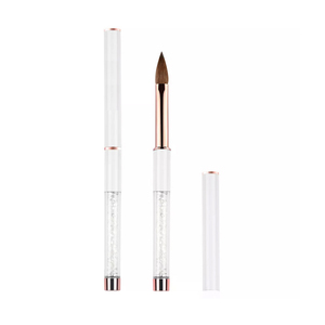 Pinceau à ongles en acrylique 100% Kolinsky Sable avec manche en métal blanc pour gel UV, différentes tailles - Product Image 1