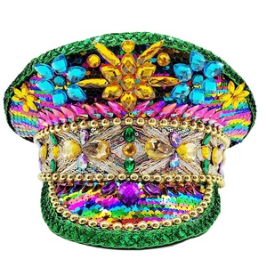 Manwu Factory Unisex Púrpura Verde y Oro Adornado <span class=keywords><strong>Sombrero</strong></span> de Capitán para Fiesta de Desfile al Aire Libre-Mardi Gras y Burning Man - Product Image 5