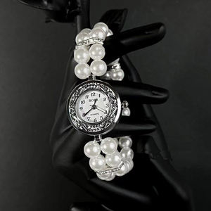 Reloj de Pulsera con Perlas de Imitación de Diamantes Estilo Y2K para Niñas, Reloj de Pulsera con Forma de Corazón, Accesorios Dulces para Hermanas - Product Image 5