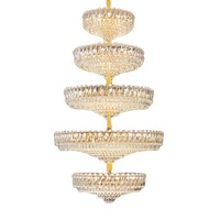 Lustre en cristal de luxe postmoderne pour plafond haut, éclairage creux pour villa, duplex, salon, escalier rotatif