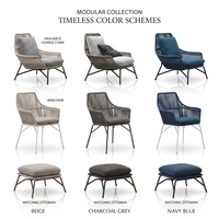 Fauteuil de salon confortable à dossier haut de style nordique avec repose-pieds, structure en alliage d'aluminium, ensemble moderne pour l'extérieur - Trois options de couleur, OEM disponible