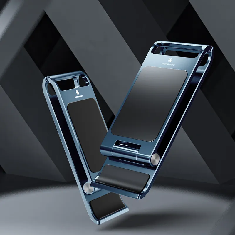 Boneruy Portable 180 Degree Adjustable Aluminum Foldable Phone Tablet Stand for Desk