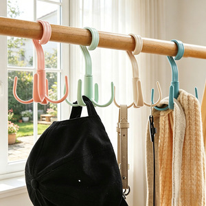 Multifunctional household underwear and hat hooks, no-<b>drill</b> storage rack, rotating four-claw hooks for hanging bags. - Product Image 4