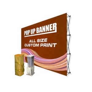 Support de bannière portable pliable en tissu polyester à tension, avec toile de fond en aluminium réutilisable pour salons professionnels, expositions et promotions - Product Image 1