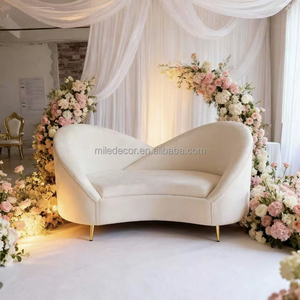Nouveau canapé en velours blanc pour événements de mariage Décoration de scène Canapé double siège pour les mariés - Product Image 1