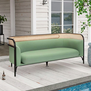 Ensemble de canapés d'extérieur en bois japonais avec coussins imperméables pour patio, hôtel, <span class=keywords><strong>appartement</strong></span> et hôpital - Product Image 2