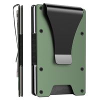 Dompet Kartu Pop Up Logam Minimalis Pria, Aluminium, Anti-RFID, dengan Penjepit Uang untuk Saku, Anti Maling, Hadiah Bisnis