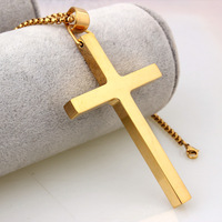 2026D003 bijoux pour hommes européens américains Style Simple 9*4.9CM acier inoxydable grande croix pendentif plaqué or collier de mode
