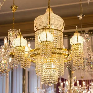 New Arabic church lighting golden plated crystal light for mosque chandelier lighting