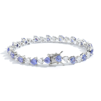 Bracelet tennis tendance en forme de cœur coloré, chaîne en laiton plaqué argent avec zircon rose, style vintage