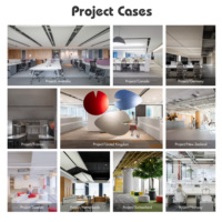 Bureau modulaire avec tiroirs et ensemble de chaises, poste de travail pour 6 personnes, bureaux en îlot pour immeuble de bureaux