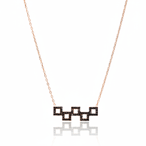 Diseño cuadrado hueco piedra de circón negro forma redonda encanto colgante turco hecho a mano 925 joyería de plata esterlina - Product Image 2