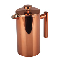 Cafetière à piston classique en cuivre 1000 ml en acier inoxydable résistant à la chaleur, accessoire à café moderne 34 oz