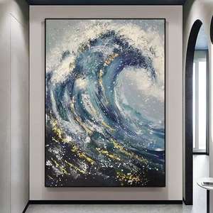 Peintures abstraites modernes en gros, vagues océaniques, art mural texturé 3D, décoration de paysage marin faite à la main, style de <span class=keywords><strong>peinture</strong></span> acrylique, art sur toile - Product Image 4