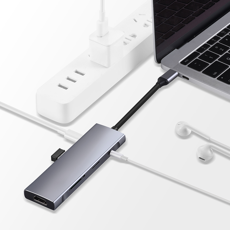 9 IN 1 USB-C HUB USB3.0 Micro TF 3.5MM RJ45 Audio Internet Port USB-C 4K MD Thunderbolt Ethernet LAN TYPE C HUB