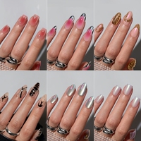 BTArtbox Gel Doux À La Main Artificielle Faux Ongles En Gros Court Rose Amande Plaine Couleur Unie Presse sur Ongles pour L'été