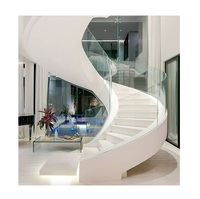 Escaliers Courbes Haut de Gamme avec Marches en Marbre et Garde-Corps Sur Mesure, Fabrication Chinoise