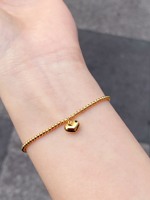Nouveau bracelet Lerca en or véritable 18 carats, chaîne à perles, bijoux en or jaune, bracelet avec pendentif cœur pour femme, idéal pour un cadeau