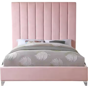 Cama Princesa Rosa de Lujo, Muebles de Dormitorio de Estilo Americano Moderno, Sala de Estar de Lujo Ligero para Niños, Apartamento Escolar - Product Image 4