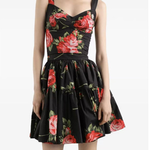 Vestido Largo de Verano para Mujer con Estampado Floral, Cuello Alto, Corte en A, Tirantes Finos, Tela de Nailon, Malla y Acrílico - Product Image 6