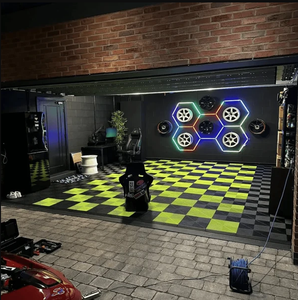 ไฟโรงรถรูปหกเหลี่ยม 5 ช่อง ไฟ LED รูปหกเหลี่ยม RGB ไฟรังผึ้งติดเพดานสำหรับโรงรถ โกดัง ร้านดูแลรักษารถยนต์ - Product Image 4