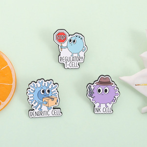 Pins de solapa de esmalte blando con células inmunitarias: Célula T reguladora, Célula NK, Célula dendrítica. Insignias científicas para biólogos. - Product Image 4