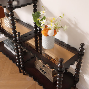 Aoga Furniture <b>Solid</b> <b>Wood</b> Bookshelf 3 Tier Storage Rack For Living Room Home Display Shelf With Decorative Columns - Product Image 3