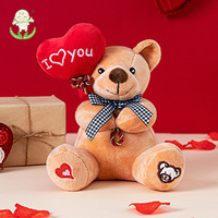 Peluche Ours Souriant « Je t'aime » avec Ballon Cœur, Poupée pour Machine à Pinces, Cadeau Animal en Peluche, Ornement pour Enfants