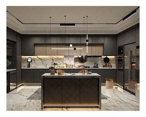 Hiện đại Châu Âu Đen UV sơn mài gỗ Modular đầy đủ hoàn chỉnh Tủ Bếp thiết lập sẵn sàng để lắp ráp - Product Image 5