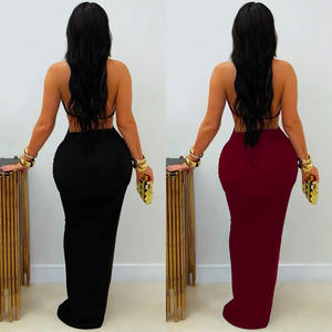 C7572 2026 Nuevo Vestido de Fiesta Sexy y Elegante para Mujer, Primavera-Verano, Color Sólido, con Cordones, Tipo Lápiz, de Cachemira, con Diamantes, Maxi Vestido - Product Image 2