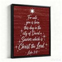 Impression sur toile encadrée « Isaiah 9:6 » pour arbre de Noël, cadre en aluminium noir mat, art mural religieux pour église et décoration de ferme