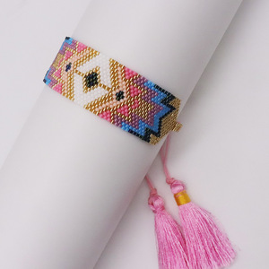 Pulsera de Cuentas de Vidrio Miyuki Japonesas Tejidas a Mano, Colección Bohemia de Verano para Mujer, Ajustable, con Borla Ancha - Product Image 4