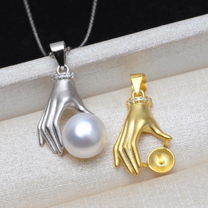 Colgante de Buda de Plata S925, Soporte para Colgante de Perla de Palma de 7-8 mm, Colgante para el Cabello, Accesorios de Bricolaje para Mujer, Fornituras y Componentes de Joyería-3088 - Product Image 1