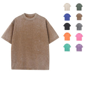 Summer Acid Washed <b>Tshirt</b> Plus Size Col Rond Drop Shoulder 230 GSM Cotton T Shirt Casual Vintage Sun Washed T Shirt for Unisex - Product Image 1