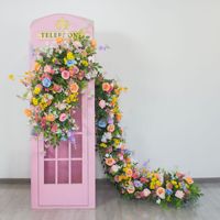 Uschool - Nuevo Fondo Decorativo para Bodas con Diseño de Cabina Telefónica, Serie Estilo Monet, Flores Artificiales de Seda, Incluye Bolas de Flores