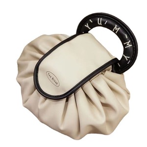 Tea Break Donut Shape <b>Makeup</b> <b>Bag</b> Portable <b>Drawstring</b> Closure Travel Toiletry Storage <b>Bag</b> Everyday Use - Product Image 5