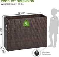 Jardinière rectangulaire haute en saule pour extérieur, idéale pour la plantation sur porche ou dans un jardin