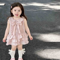 Nouvelle Robe d'été pour Bébé Fille, Col Rabattu, Nœud, Sans Manches, Jupe Enfant, Vêtements Mignons pour Enfants